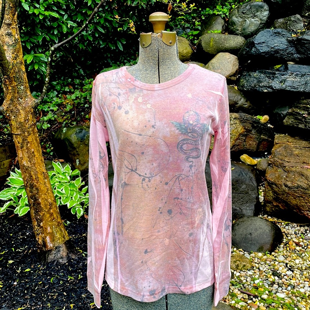 MUSHKA by SIERRA ROSE INC WAFFLE TEXTURE TRENDY BOUTIQUE TOP - L - NEW !